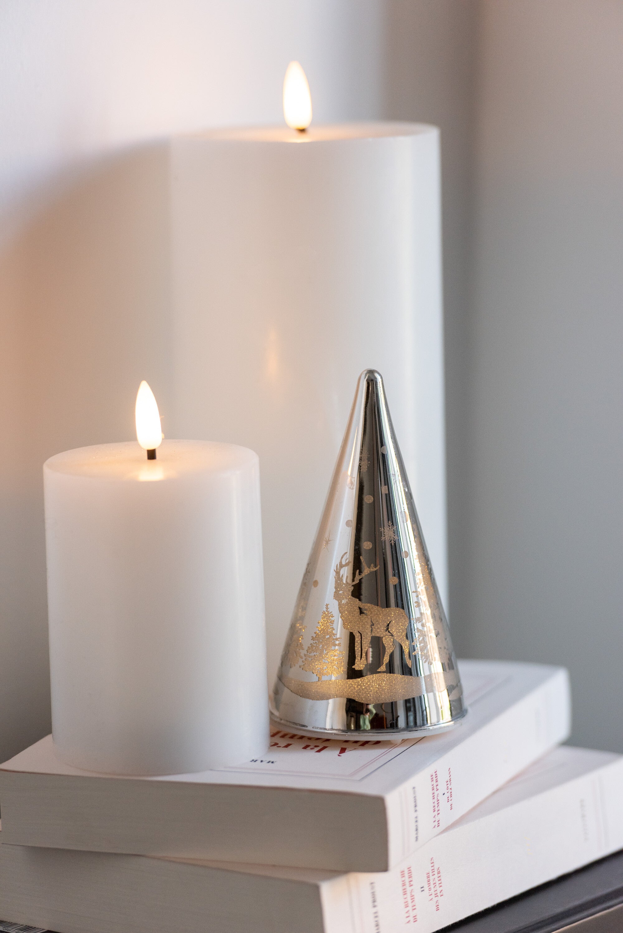 Decoratiekegel Led Winterglas Zilver Klein