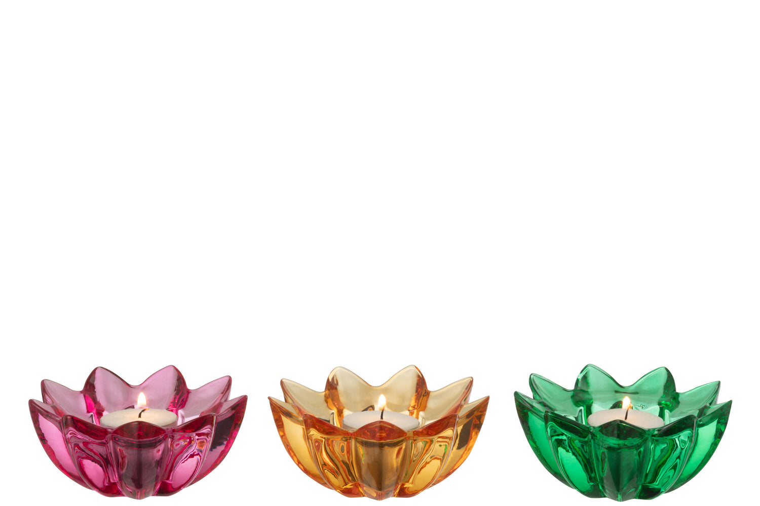 Theelichthouder Bloemen Glas Mix Assortiment Van 3