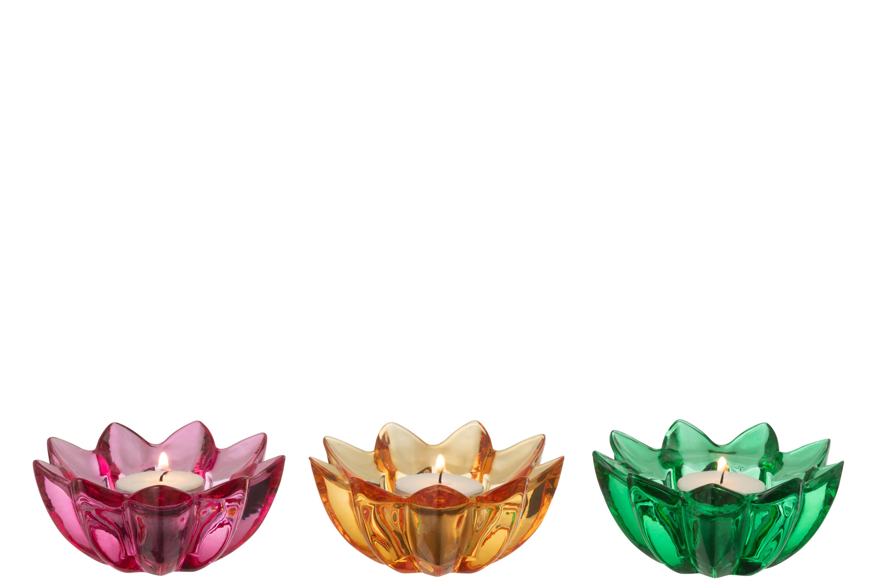 Theelichthouder Bloemen Glas Mix Assortiment Van 3