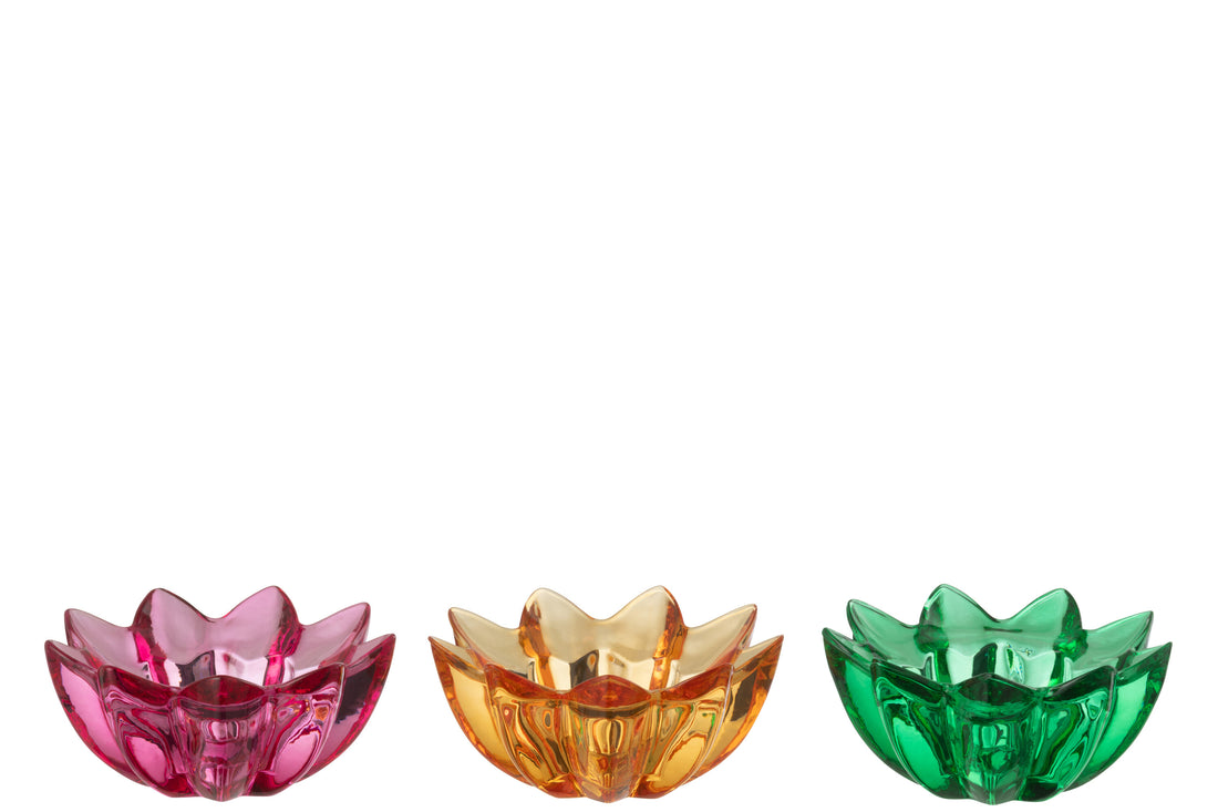 Theelichthouder Bloemen Glas Mix Assortiment Van 3