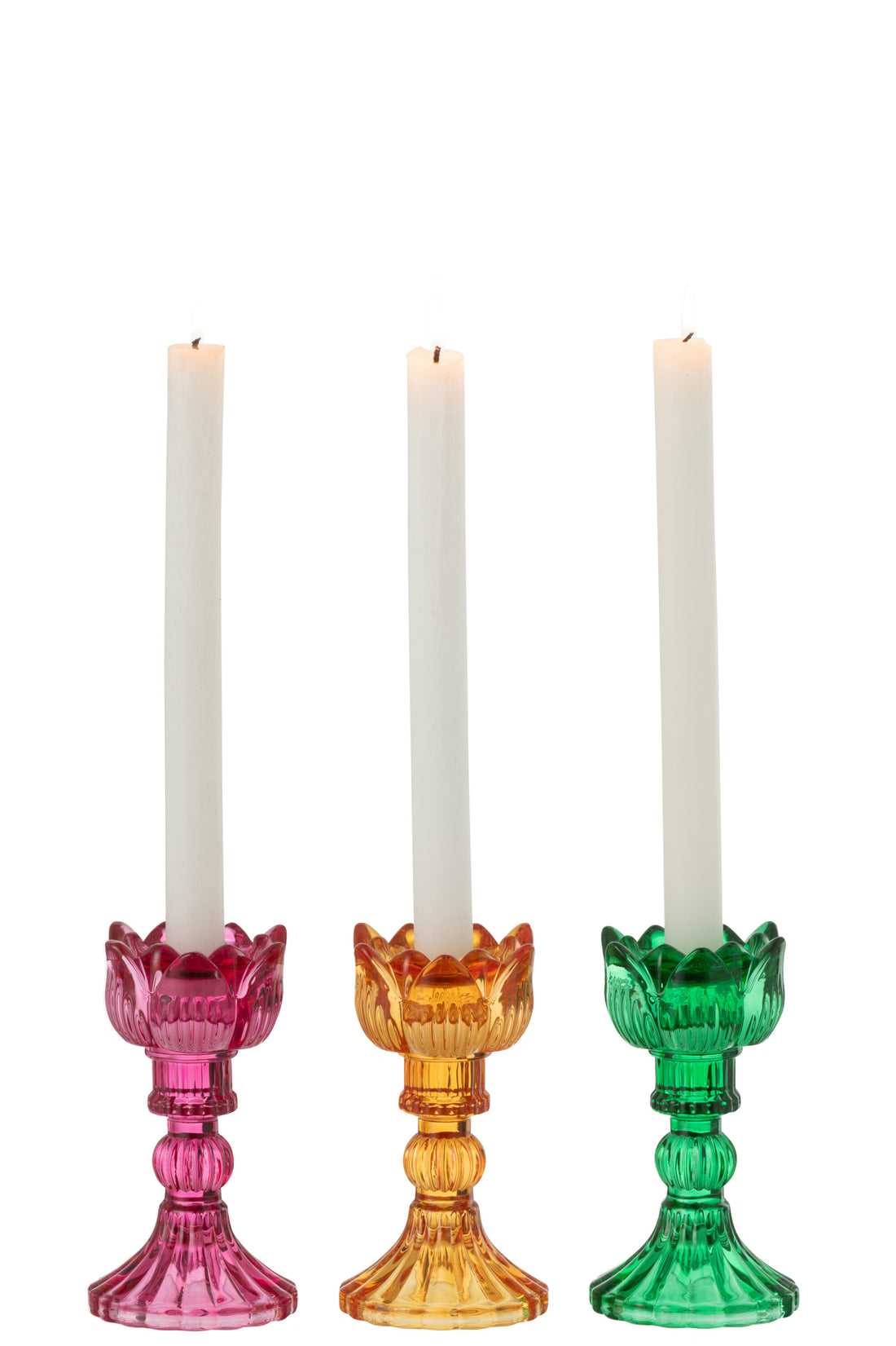 Kaarsenhouder Roos Glas Mix Assortiment Van 3