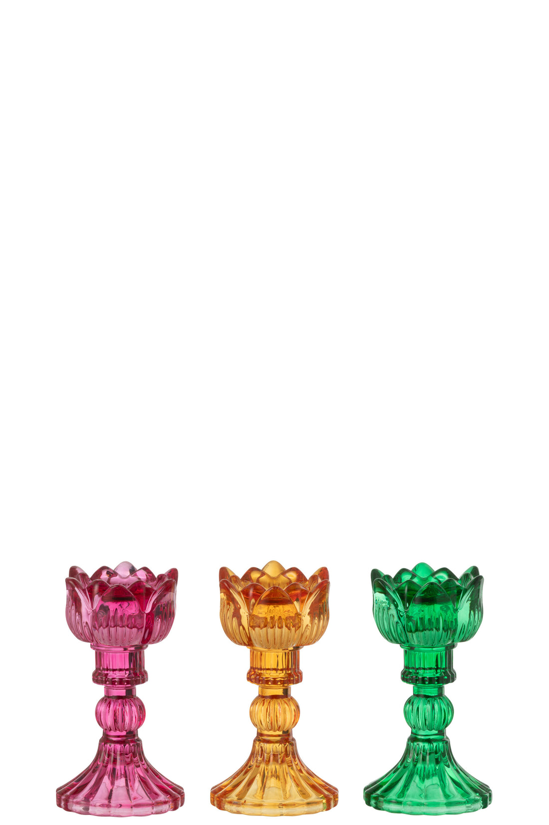 Kaarsenhouder Roos Glas Mix Assortiment Van 3