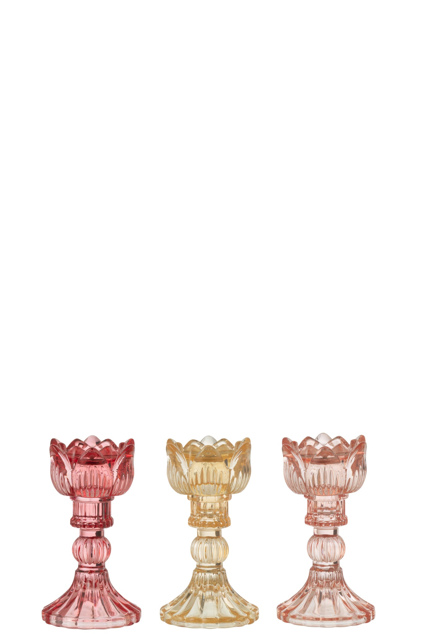 Kaarsenhouder Roos Warm Glas Mix Assortiment Van 3