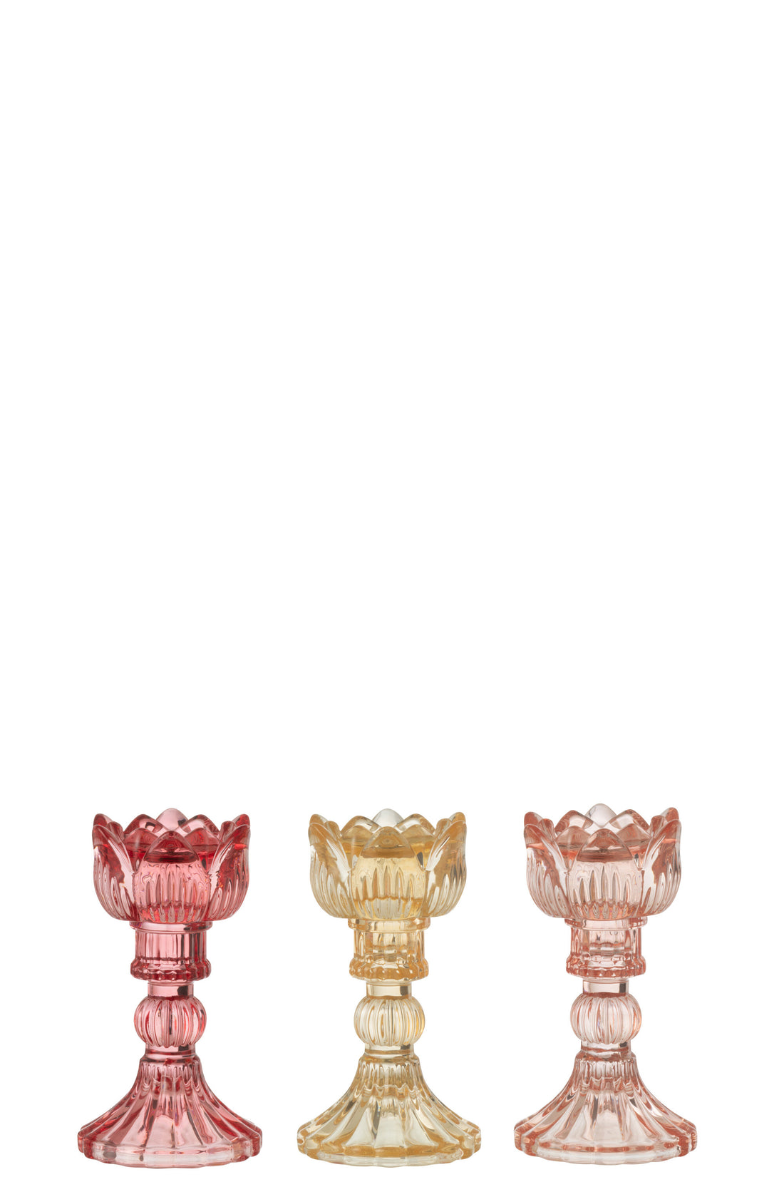 Kaarsenhouder Roos Warm Glas Mix Assortiment Van 3