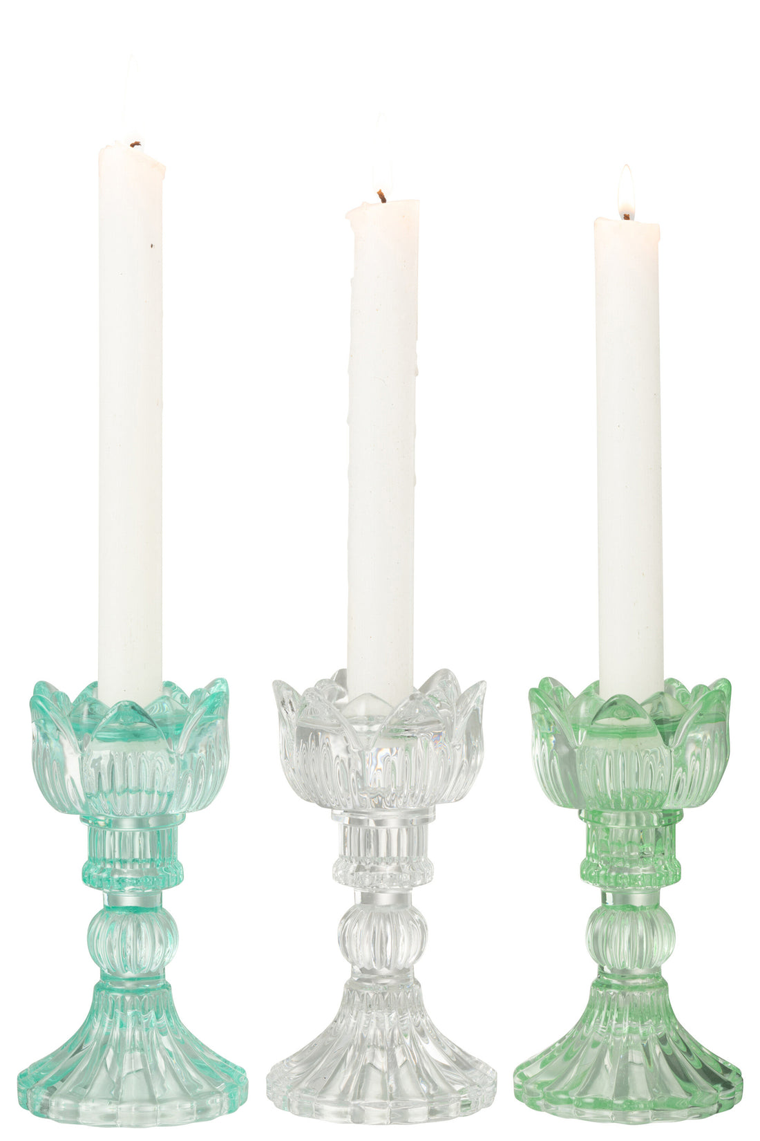 Kaarsenhouder Roos Koud Glas Mix Assortiment Van 3