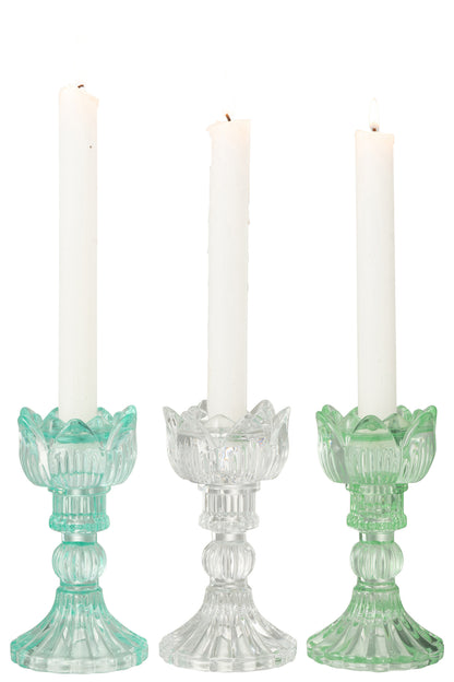 Kaarsenhouder Roos Koud Glas Mix Assortiment Van 3