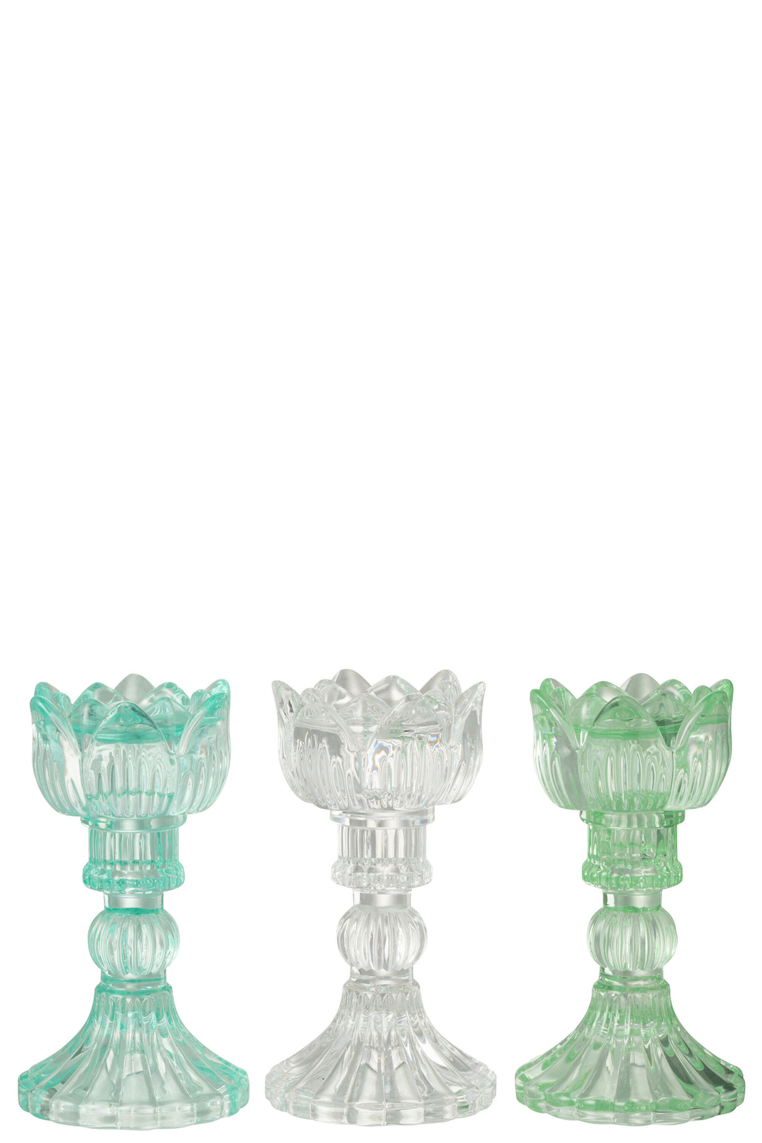 Kaarsenhouder Roos Koud Glas Mix Assortiment Van 3