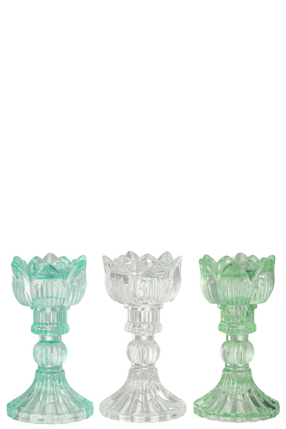 Kaarsenhouder Roos Koud Glas Mix Assortiment Van 3