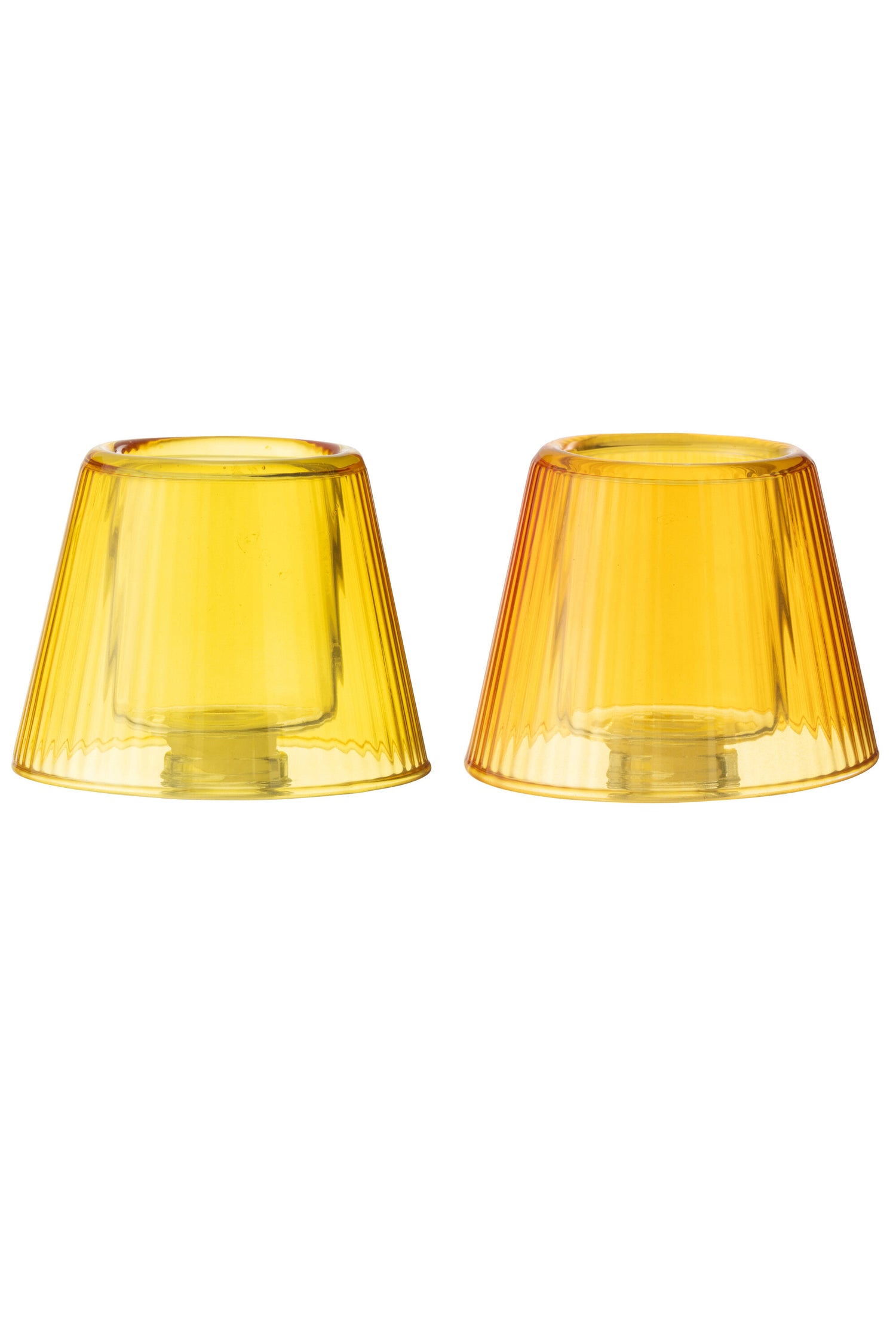 Theelichthouder Hoed Glas Geel/Oranje Assortiment Van 2