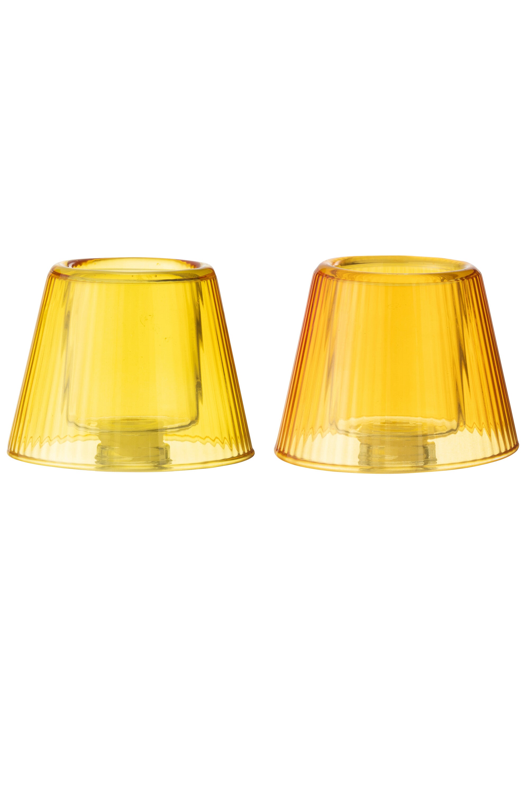 Theelichthouder Hoed Glas Geel/Oranje Assortiment Van 2