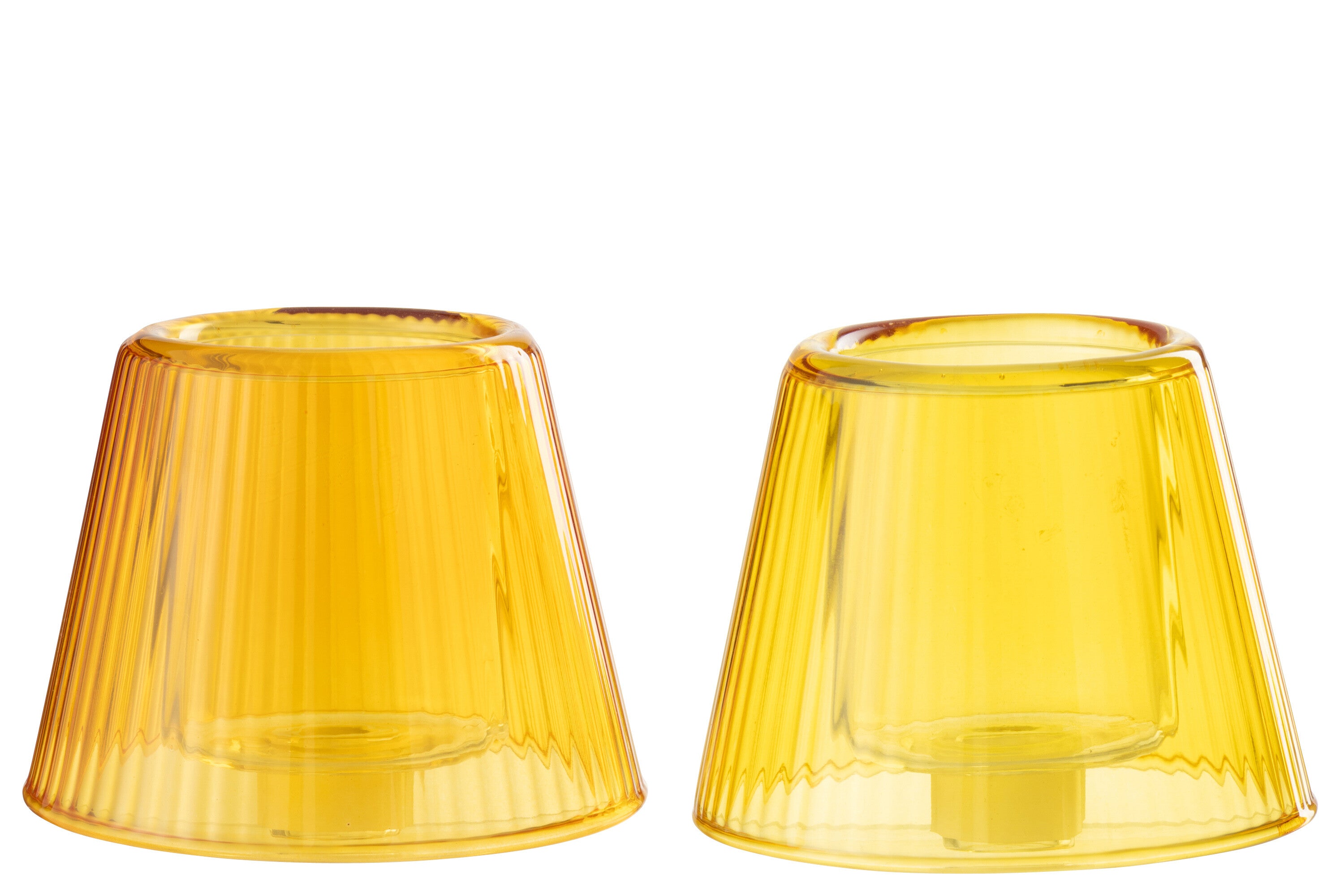 Theelichthouder Hoed Glas Geel/Oranje Assortiment Van 2