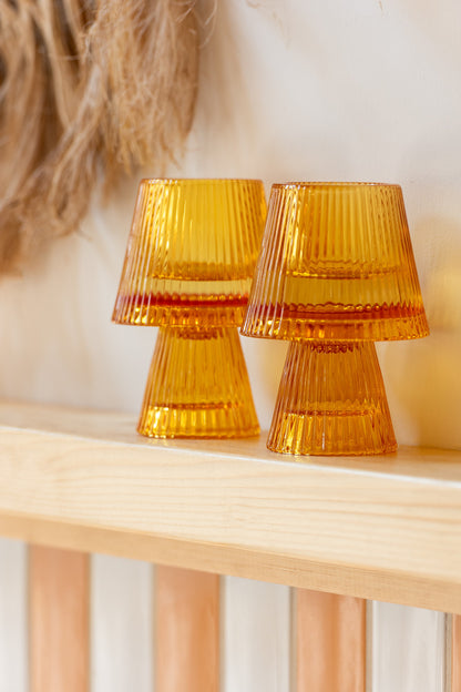 Kaarsenhouder Hoed Glas Oranje