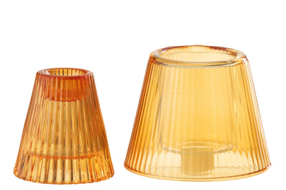Kaarsenhouder Hoed Glas Oranje