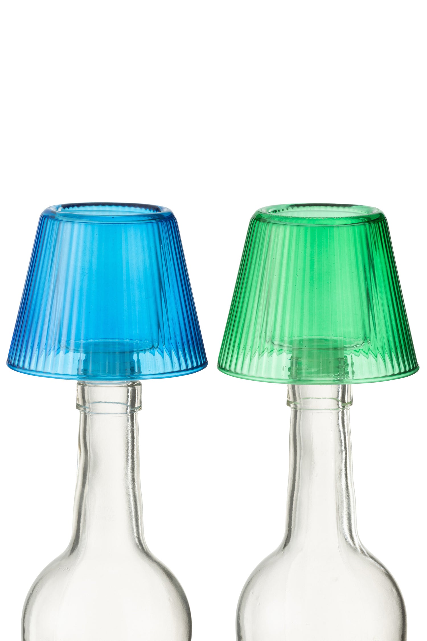 Theelichthouder Hoed Glas Blauw/Groen Assortiment Van 2