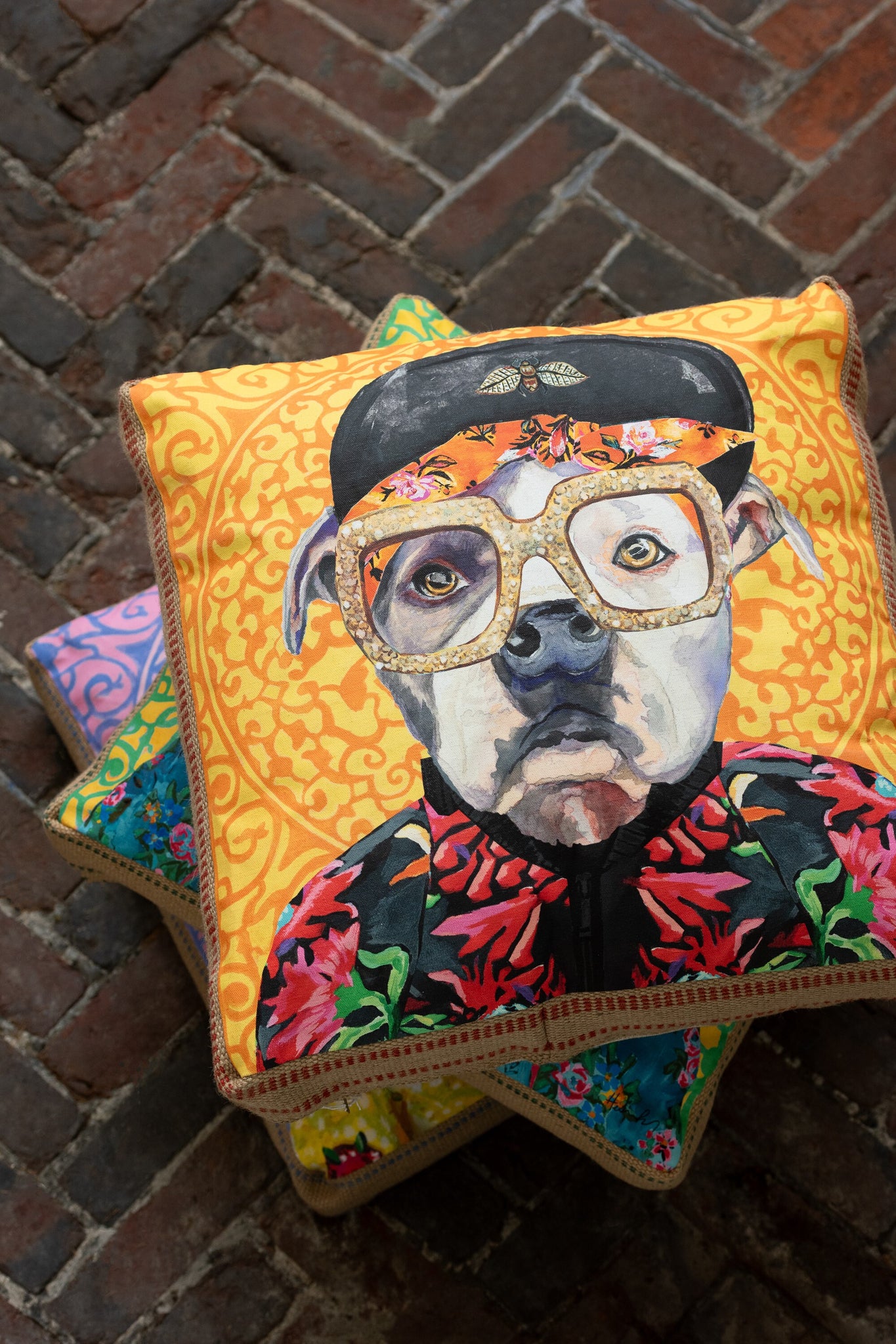 Kussen Hond Popart Polyester/Linnen Mix