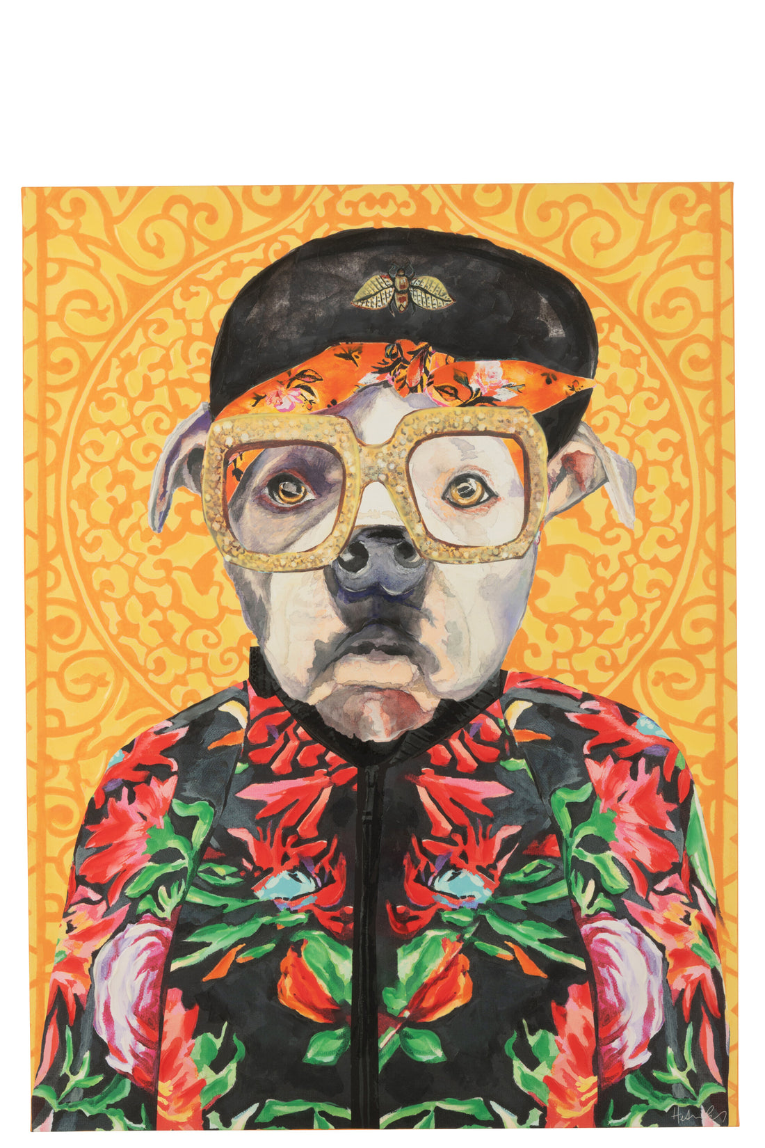 Wanddecoratie Hond Popart Canvas Mix Groot