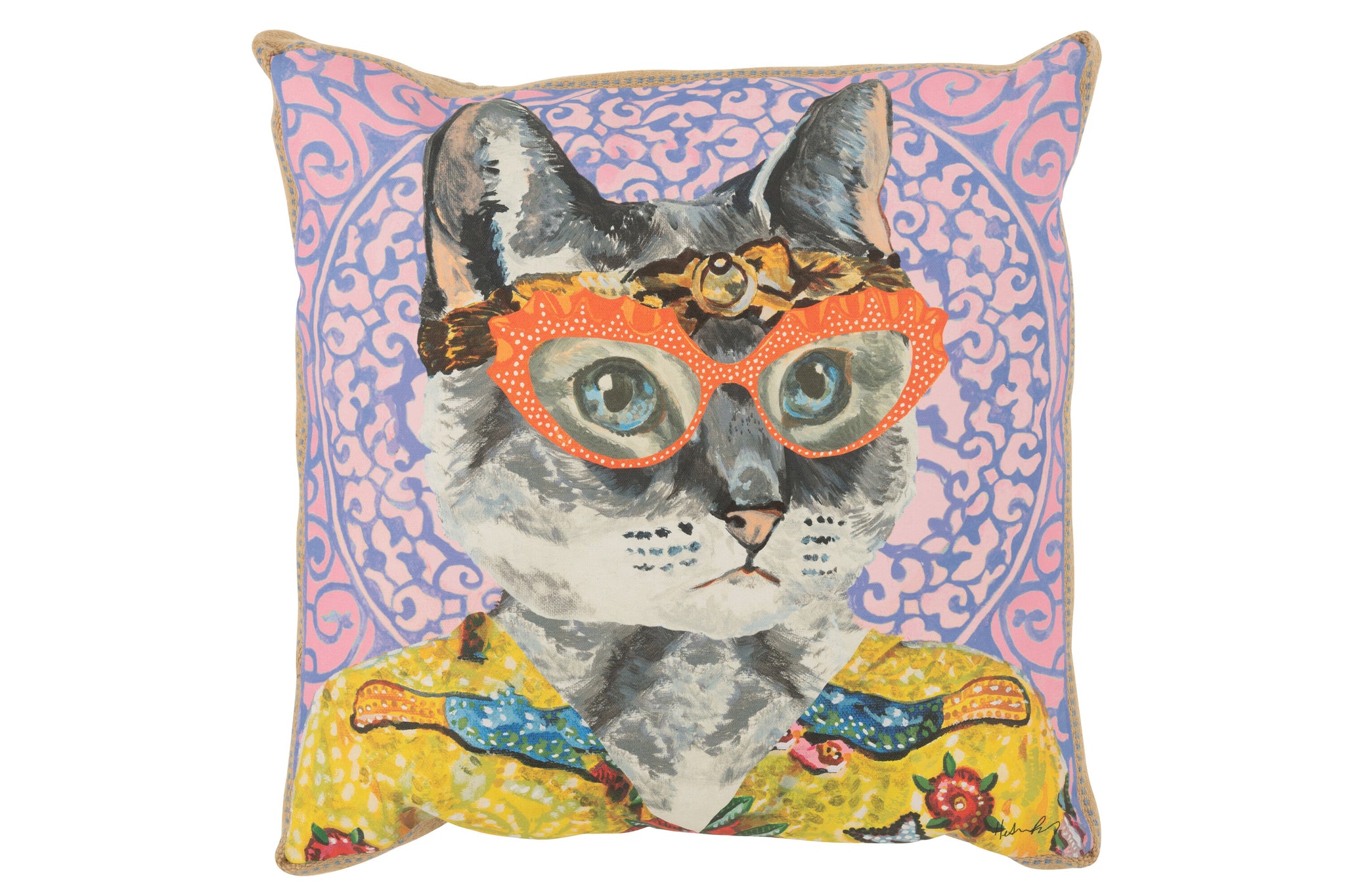 Kussen Kat Popart Polyester/Linnen Mix