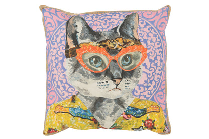 Kussen Kat Popart Polyester/Linnen Mix