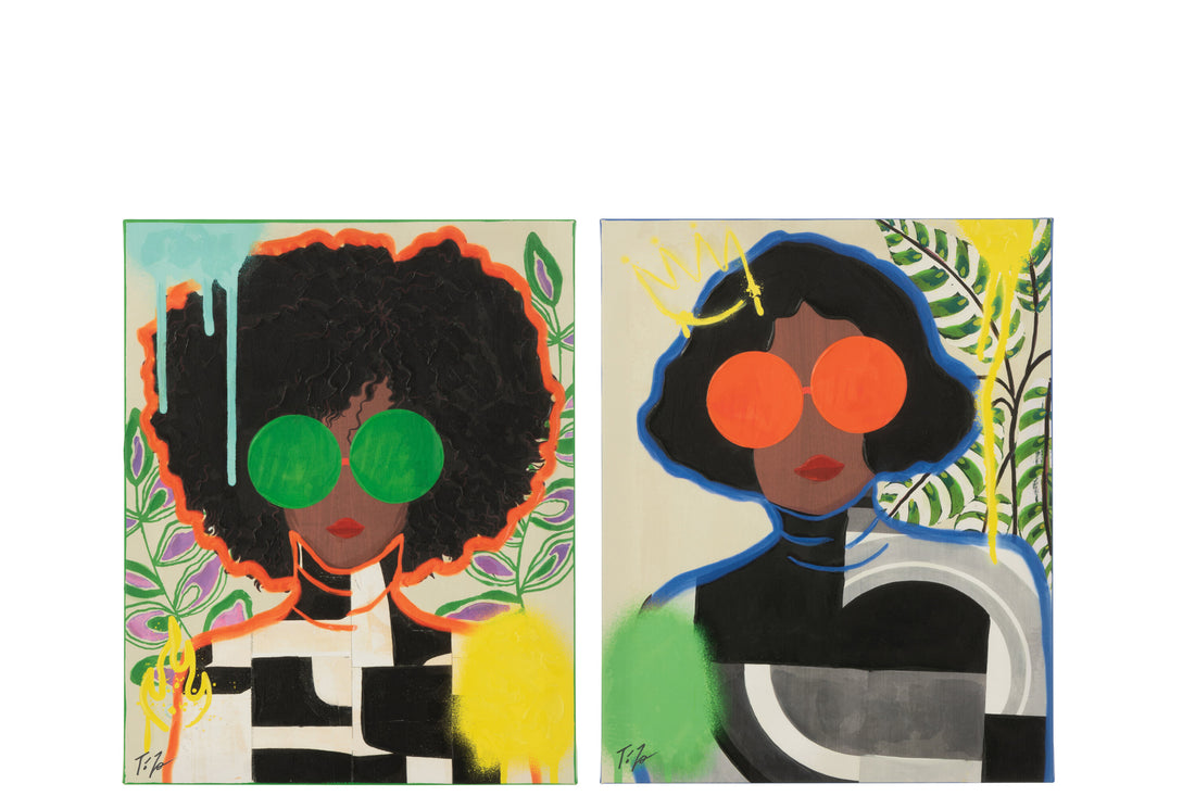 Wanddecoratie Vrouwen Popart Canvas Mix Kleine Assortiment Van 2