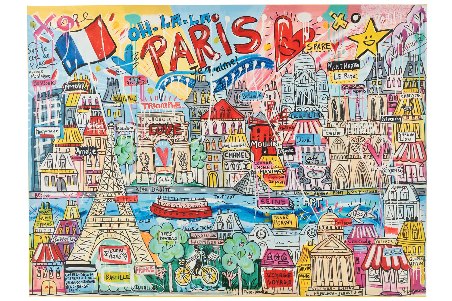 Wanddecoratie Parijs Popart Canvas Mix