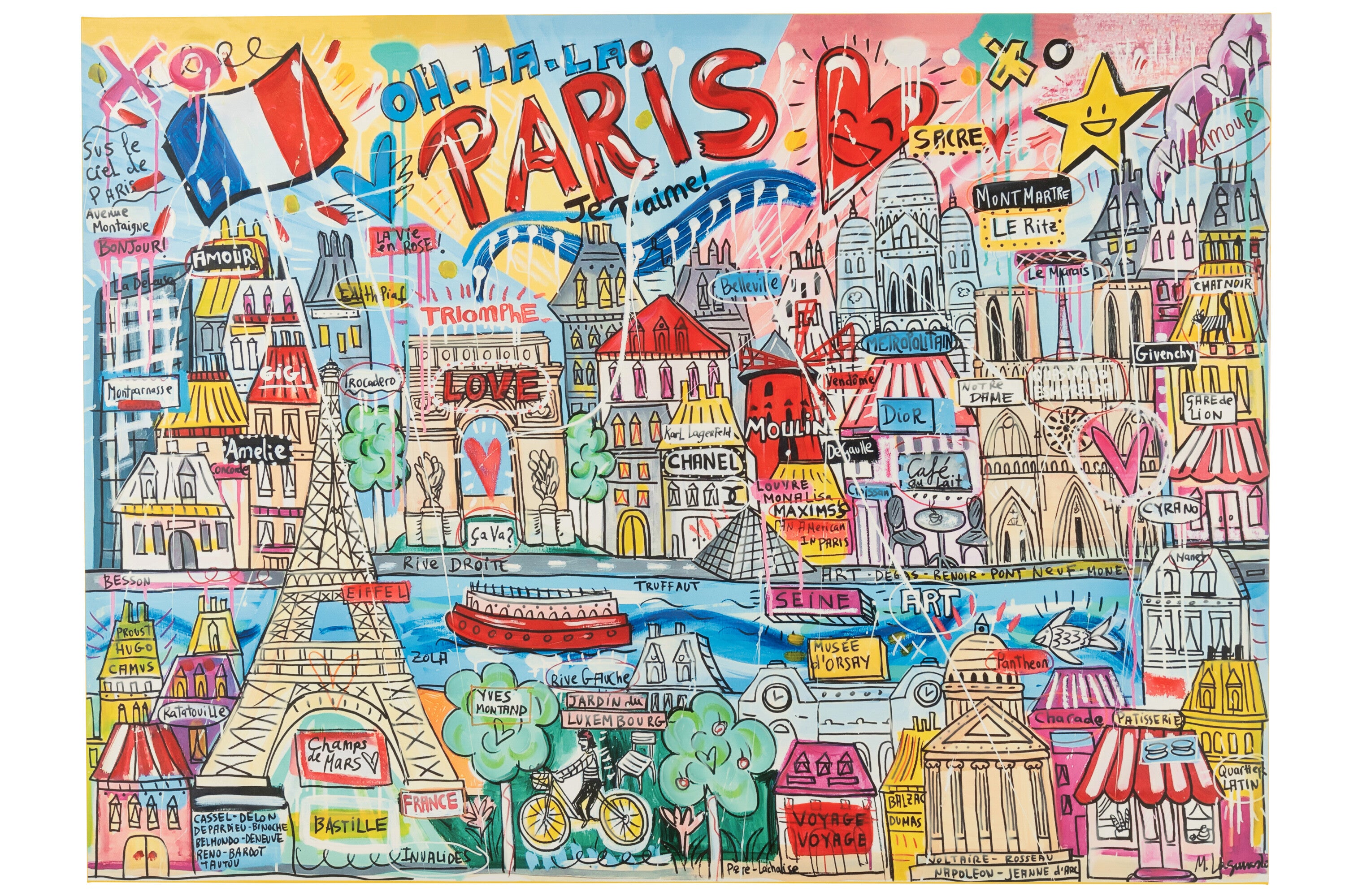 Wanddecoratie Parijs Popart Canvas Mix