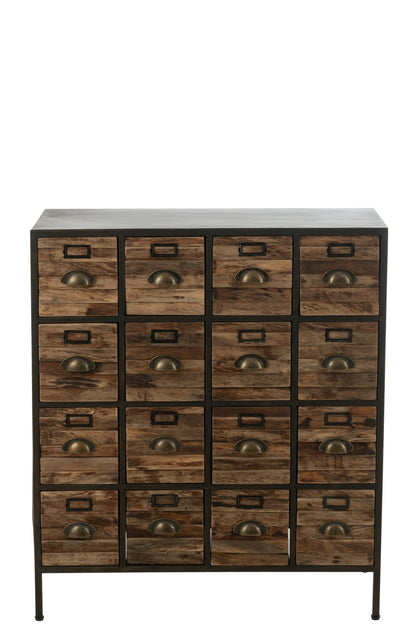 Kast 16 laden Hout/Metaal Bruin