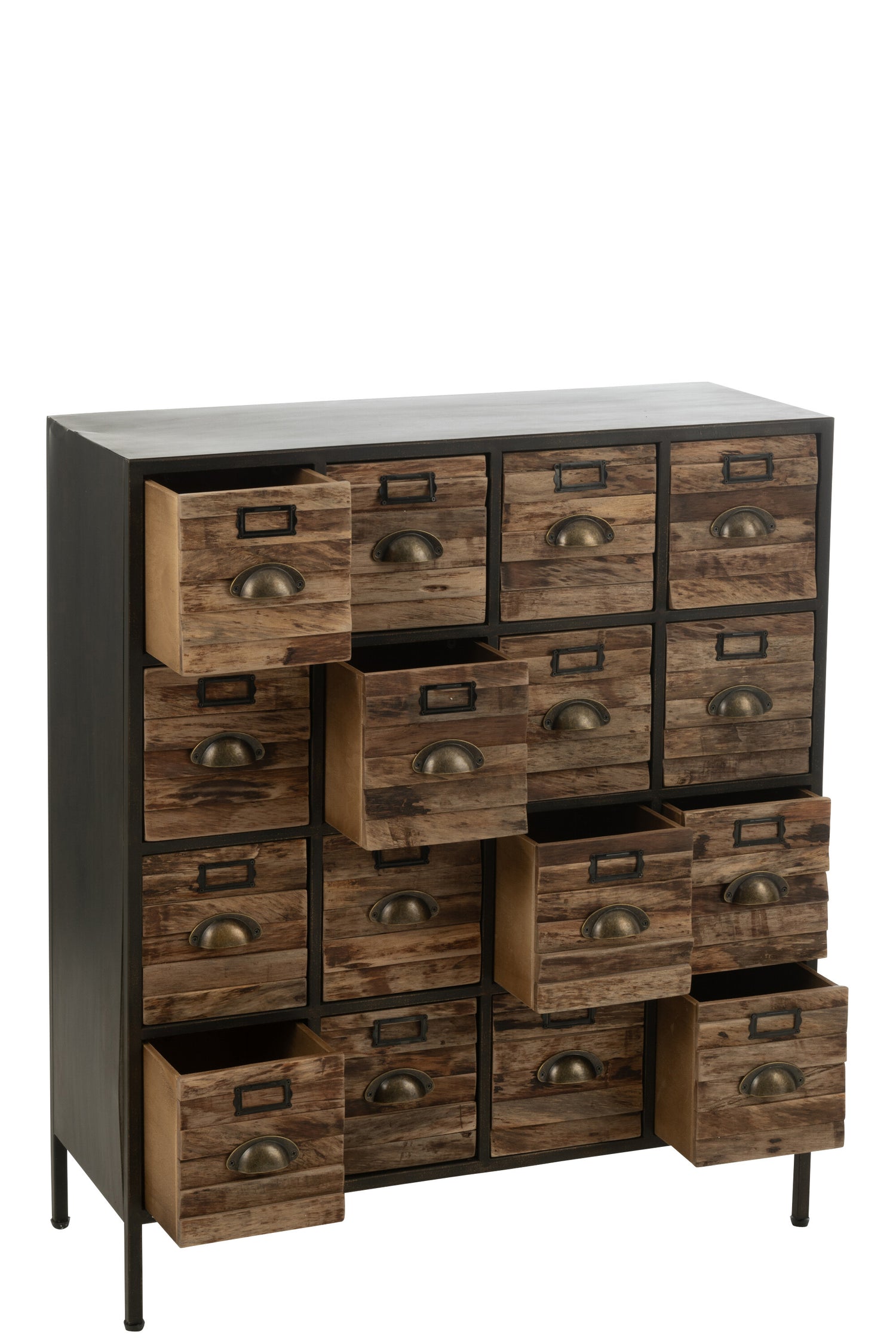 Kast 16 laden Hout/Metaal Bruin