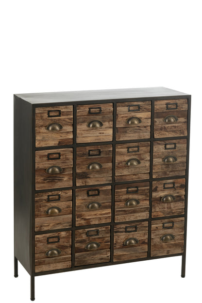 Kast 16 laden Hout/Metaal Bruin