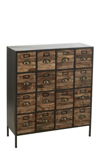 Kast 16 laden Hout/Metaal Bruin