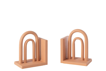 Set van 2 Boekensteunen Koli IJzer Bruin/Natuurlijk