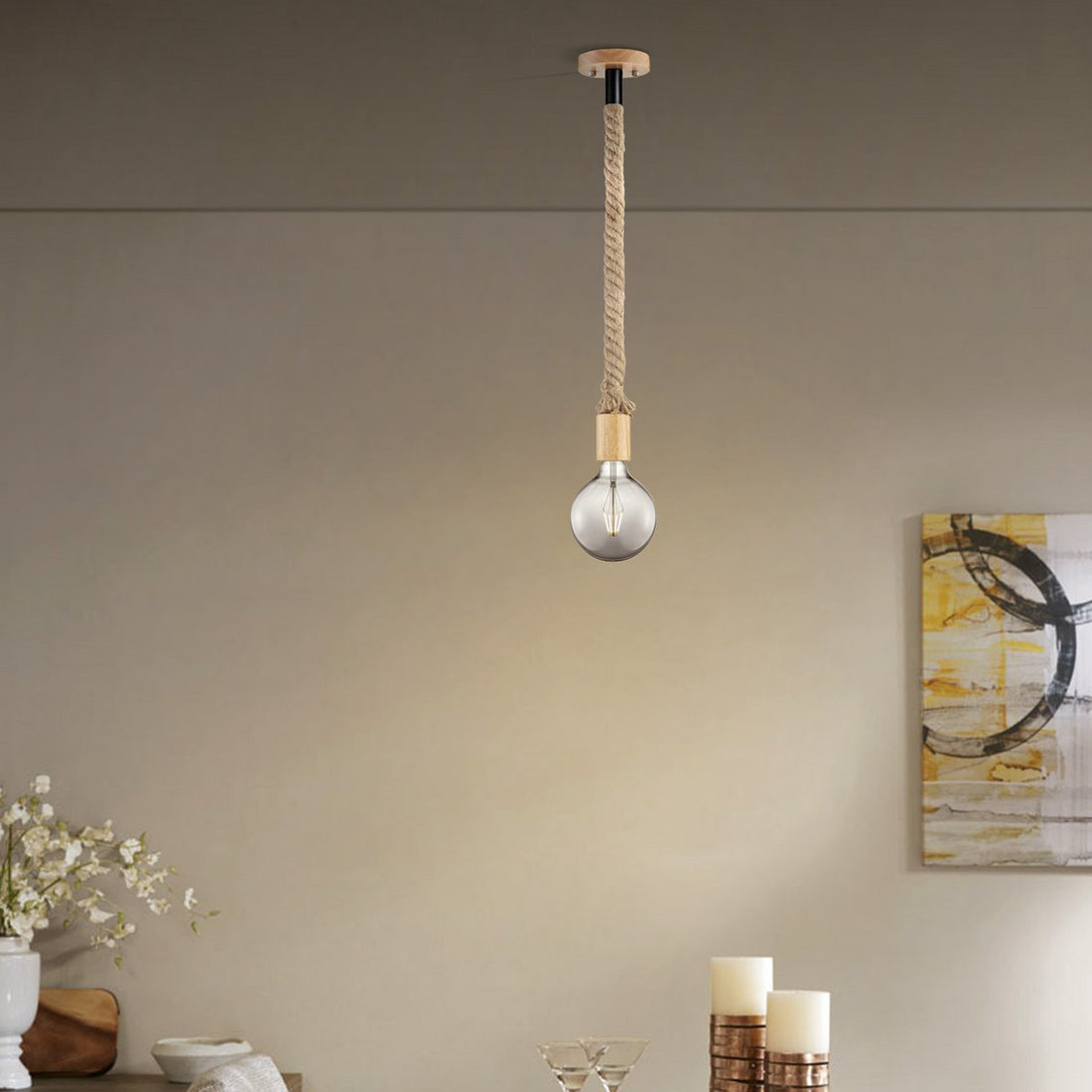 hanglamp Leonardo - G95 - dimbaar E27 rook