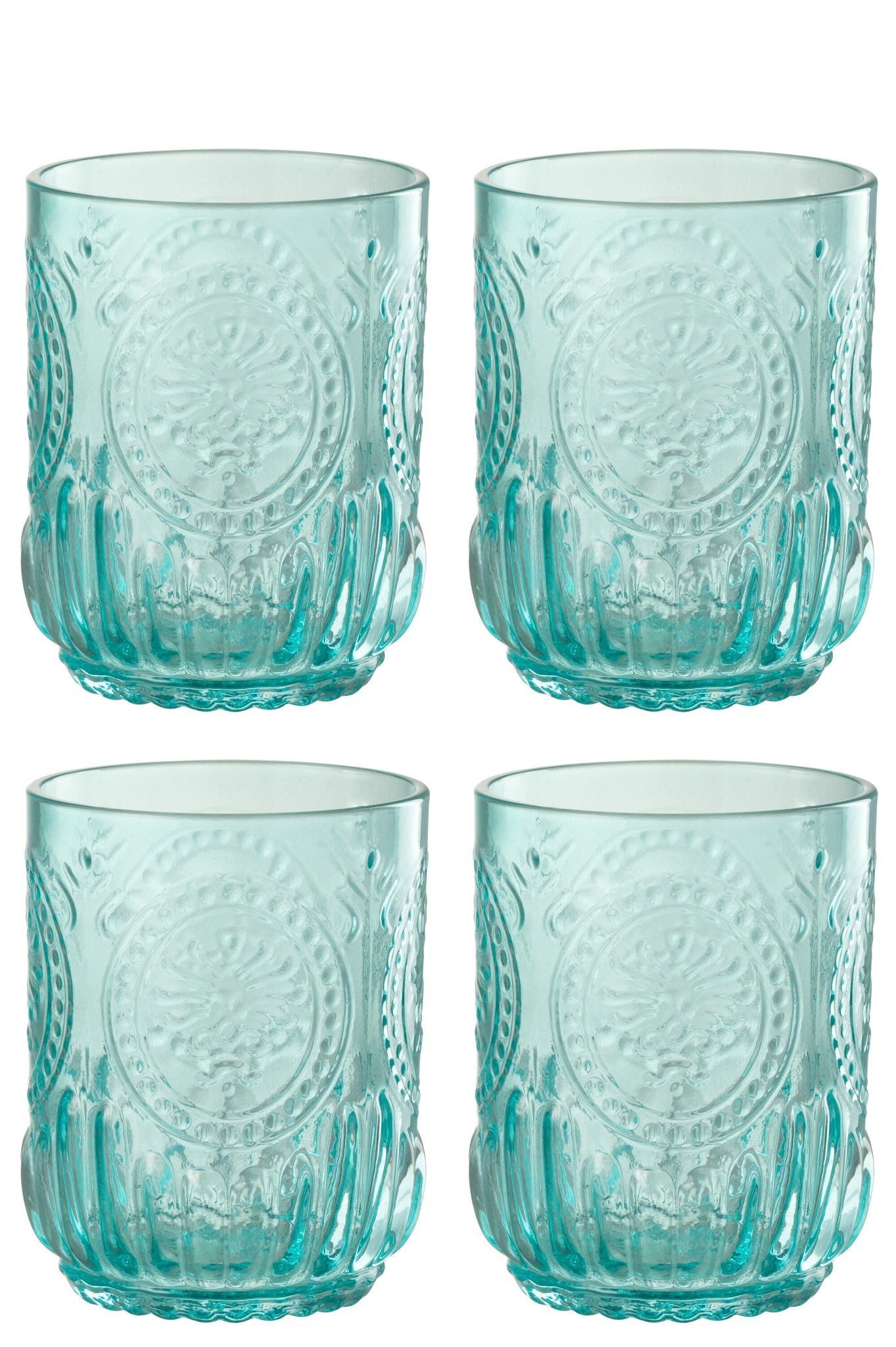 J-Line Cadeaubox 4 Drinkglazen Maya Glas Turkoois