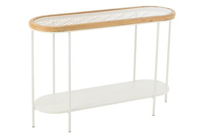 Console Mati Fir Wood/Iron Natural/White