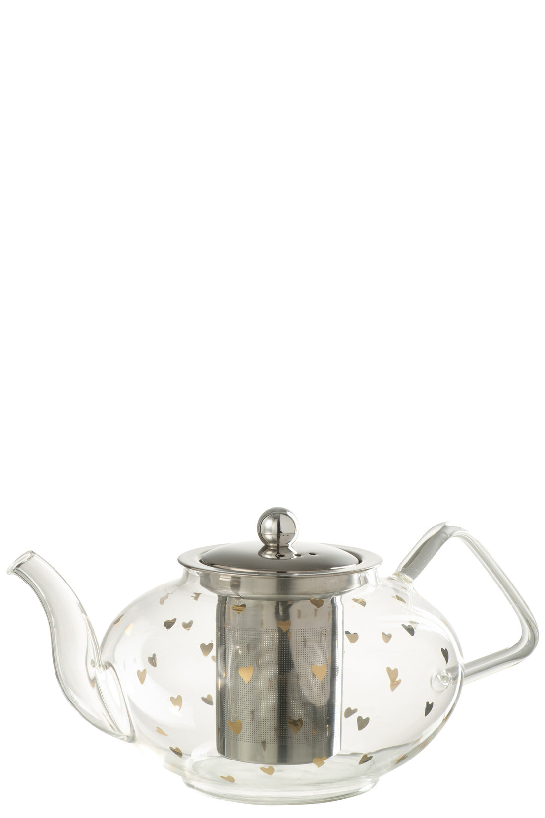 Theepot Hart Glas Transparant/Goud