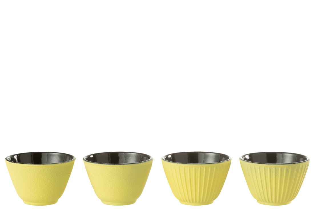 Doos van 2 theekopjes metaal geel assortiment 2