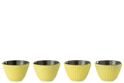 Doos van 2 theekopjes metaal geel assortiment 2