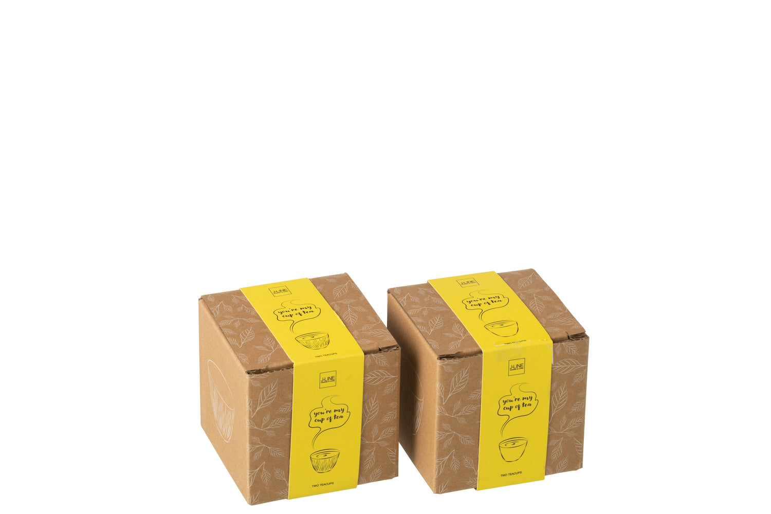 Doos van 2 theekopjes metaal geel assortiment 2