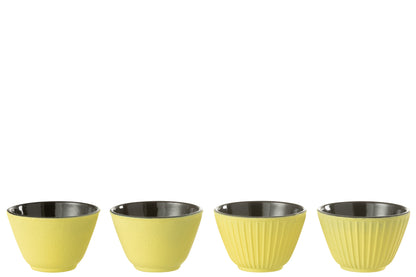 Doos van 2 theekopjes metaal geel assortiment 2