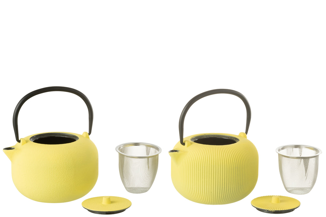 Doos van 1 theepot metaal geel assortiment 2