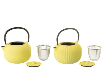 Doos van 1 theepot metaal geel assortiment 2
