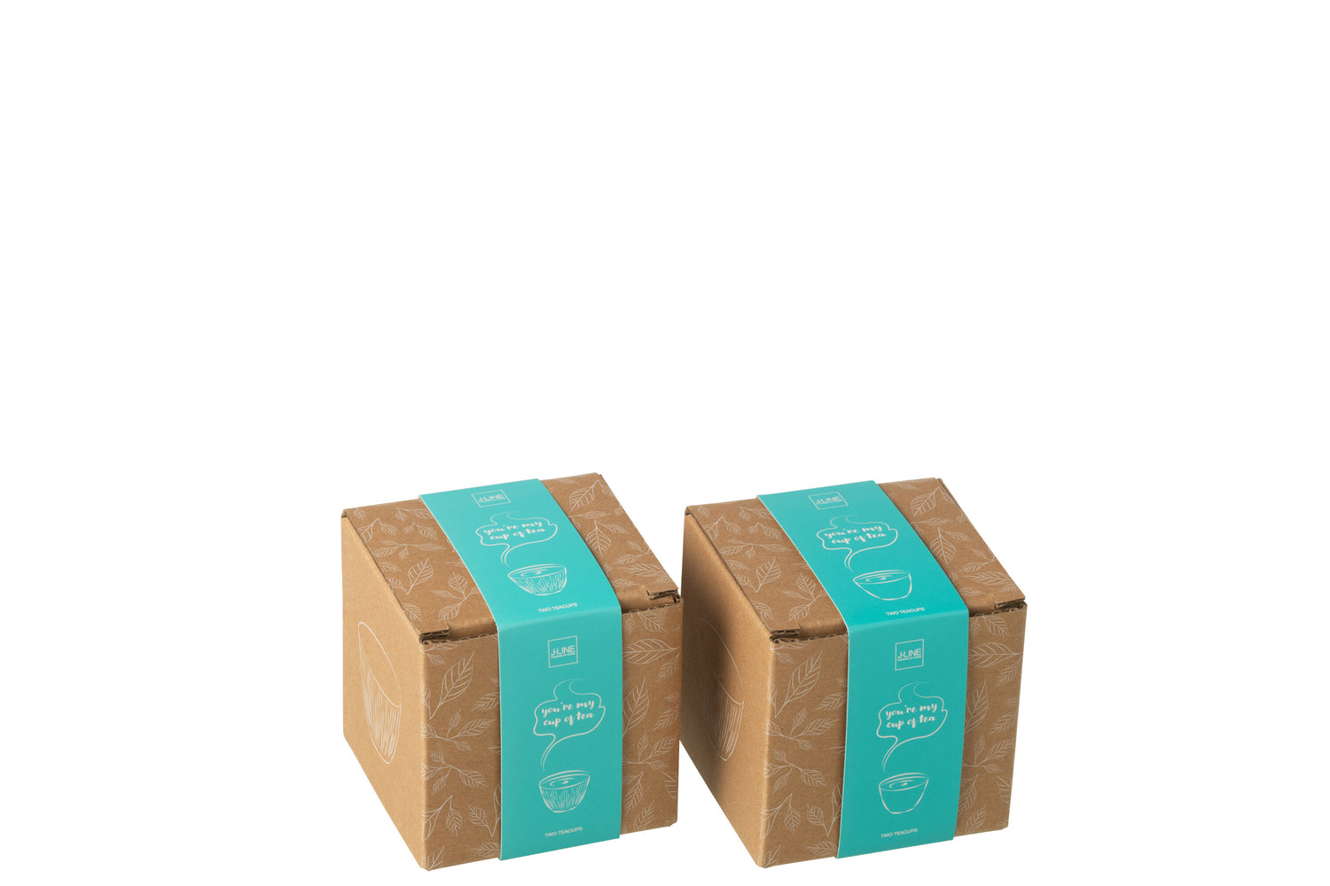 Doos met 2 theekopjes metaal blauw assortiment 2