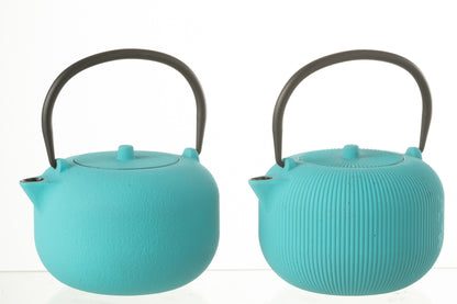 Doos van 1 theepot metaal blauw assortiment 2