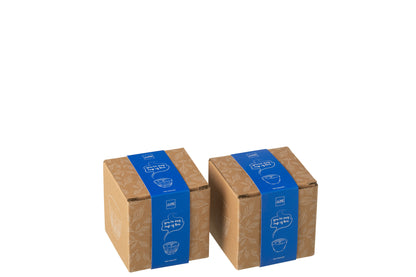 Doos van 2 theekopjes metaal donkerblauwe assortiment 2
