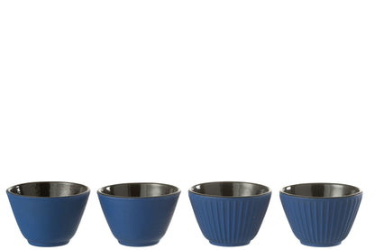 Doos van 2 theekopjes metaal donkerblauwe assortiment 2