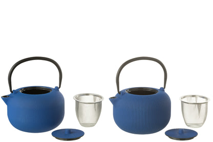 Doos van 1 theepot metaal donkerblauw assortiment 2