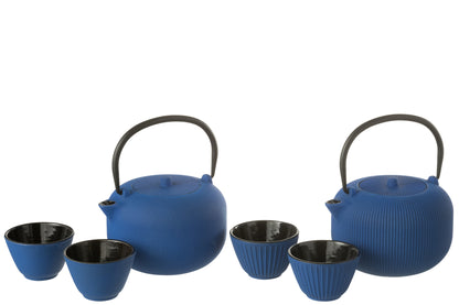 Doos van 1 theepot metaal donkerblauw assortiment 2