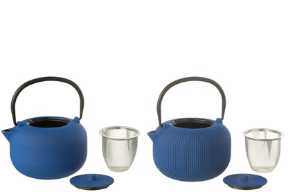 Doos van 1 theepot metaal donkerblauw assortiment 2