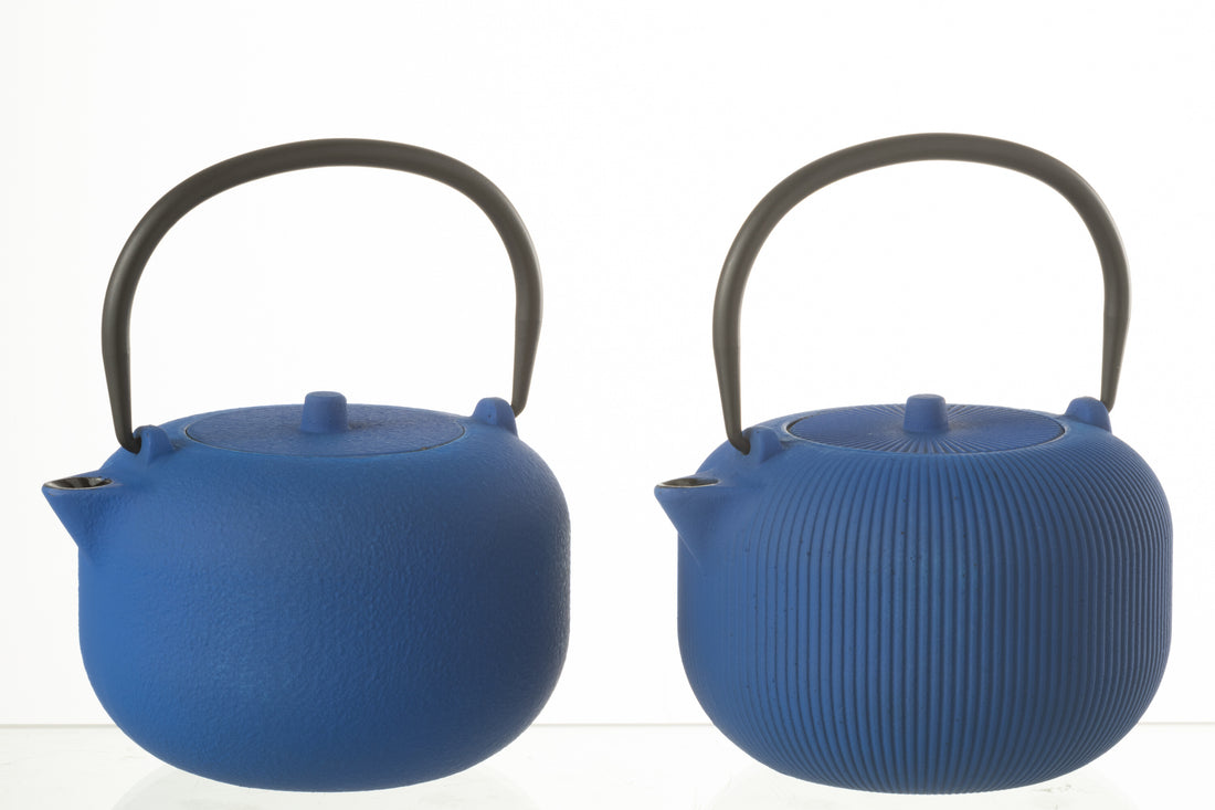 Doos van 1 theepot metaal donkerblauw assortiment 2