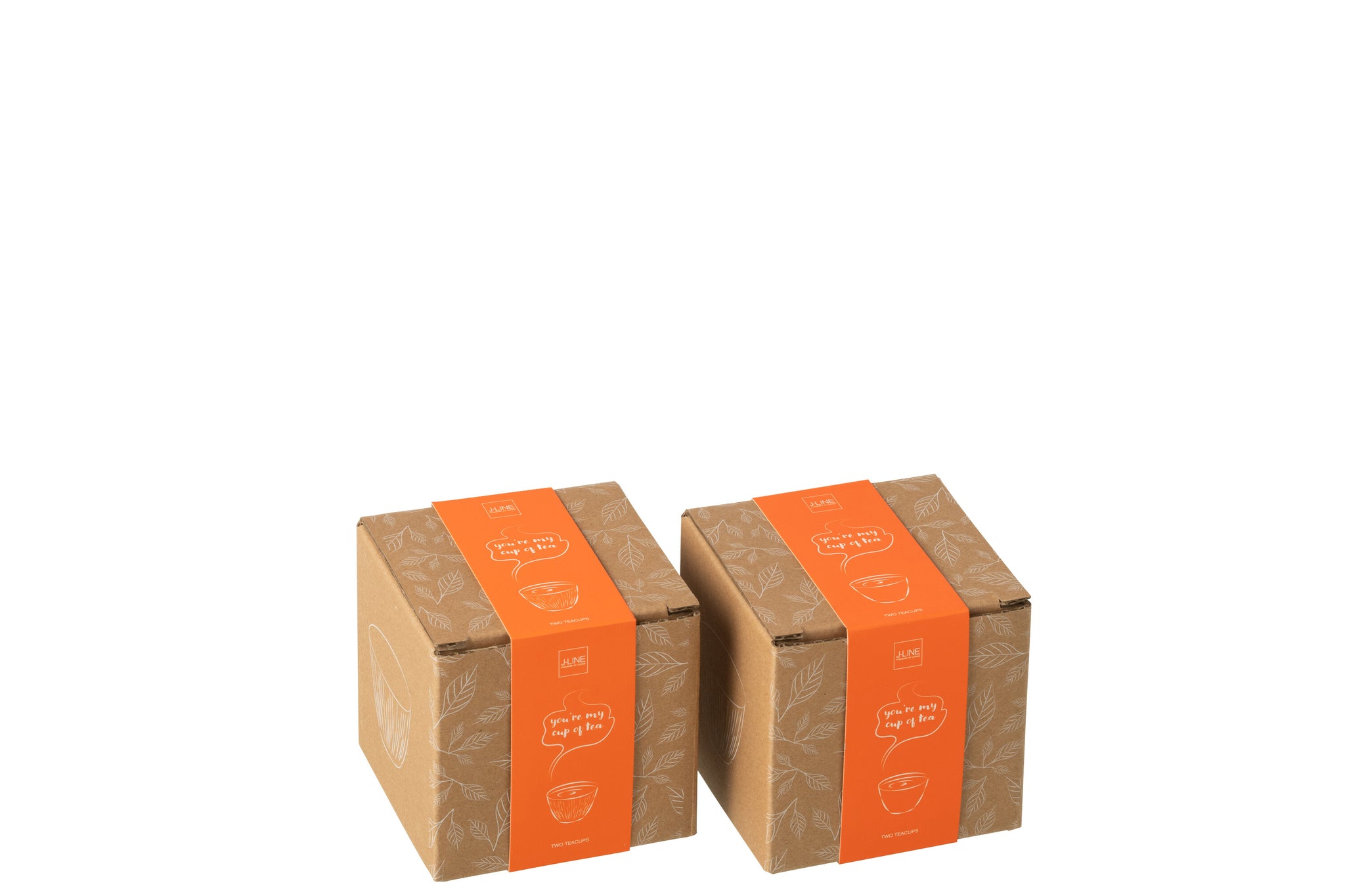 Doos met 2 theekopjes van metaal in oranje assortiment 2