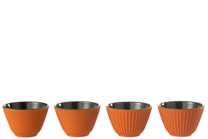 Doos met 2 theekopjes van metaal in oranje assortiment 2